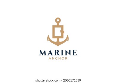 Letter Q monogram, Anchor logotype. Logo of yacht club, maritime.
