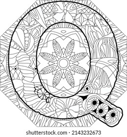 Letter Q monogram, engraving design on mandala for coloring. Vector illustration.