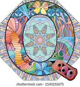 Letter Q monogram, engraving design on mandala. Vector illustration.
