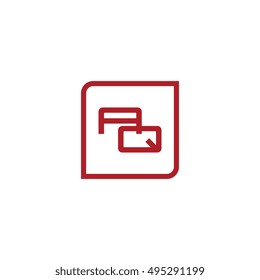The letter A and Q Monogram With Frame Square. Logo Design Template Red