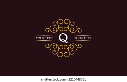 Letter Q monogram line graphics. Label logo design, company emblem, restaurant, boutique, page