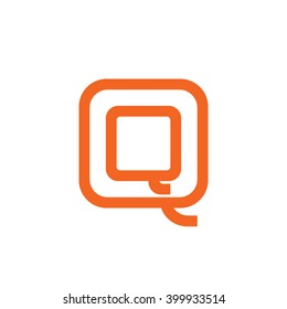 letter Q and Q monogram square shape logo orange
