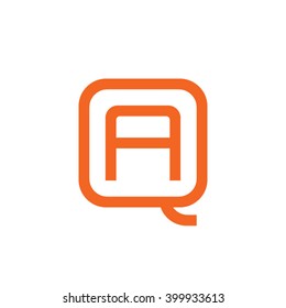 letter Q and A monogram square shape logo orange