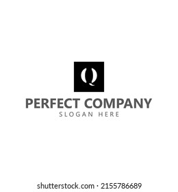 Letter Q monogram vector logo within a black box. Luxury logo for product, company, and brand.