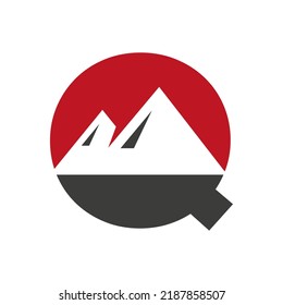 Letter Q Mount Logo Vector Sign. Mountain Nature Landscape Logo Combine With Hill Icon and Template