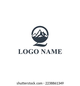 Letter Q mountain logo design concept template