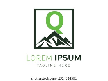 Letter Q with Mountain logo design inspiration. Vector letter template design