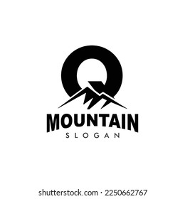 Letter Q Mountain Logo. Explore Mountain Advanture Symbol Company Logo Template	
