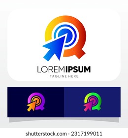 Letter Q Mouse Cursor Pointer Logo Design Vector Icon Graphic Illustration
