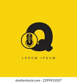 Letter Q Music Logo. Podcast Logotype and Dj, Rock and Jack Music Logo Design Vector Template
