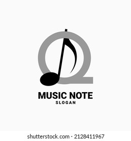 letter Q with music note vector logo design