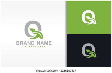 Letter Q natural ecology with leaves  logo vector