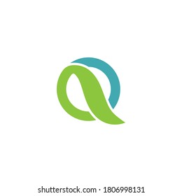 Letter Q nature Logo design vector in blue and green color