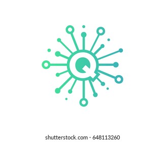 Letter Q Network Share Icon Logo Design Element