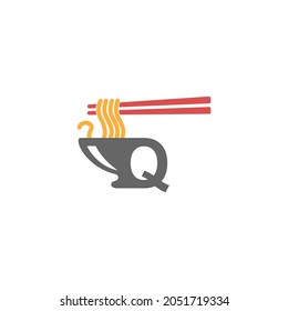 Letter Q with noodle icon logo design vector template