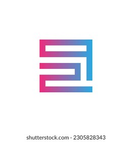 Letter q number 2 square geometric symbol simple logo vector