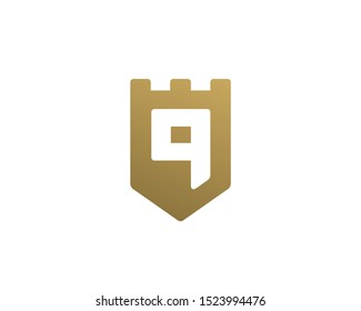 Letter Q or number 9 shield logo icon design template elements