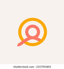 Letter Q O logo. Abstract geometric symbol of a human in a circle. Men logo 