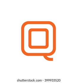 letter Q and O monogram square shape logo orange
