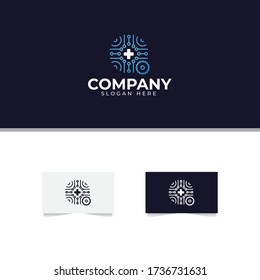 Letter Q or O Technology Logo Design Vector Template