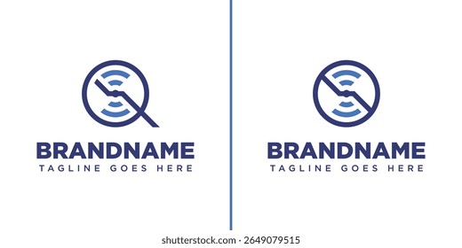 Letter Q O Wifi Signal Logo, symbolizing connectivity, communication, and technology