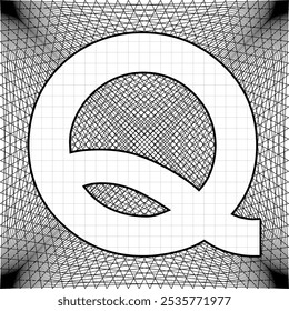 Letter Q on abstract background in square shape. Simple and elegant