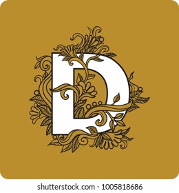 letter q on a colored background, vector image, eps10, plants and letter