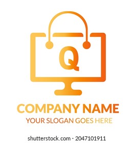 Letter Q Online Shop Logo Design. Shopping Logo. Online Store Logo. App Shopping Logo