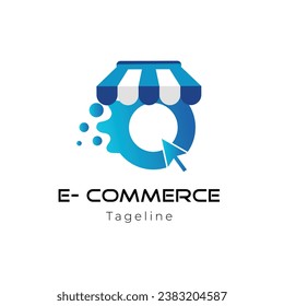 Letter Q Online Shop Logo vector, Online Shopping E-commerce Logo, Creative modern abstract eCommerce logo design, Online shopping and e-commerce logo
