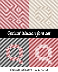 Letter Q, Optical illusion pixel font set