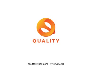 Letter Q orange color 3d business logo