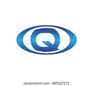 Letter Q oval logo design template blue