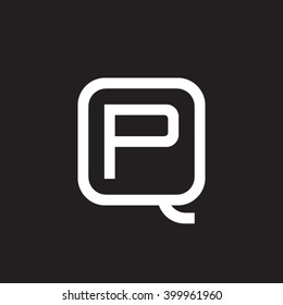 letter Q and P monogram square shape logo white black background