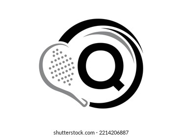 Letter Q Padel Racket Logo Design Vector Template. Beach Table Tennis Club Symbol. business, and company identity