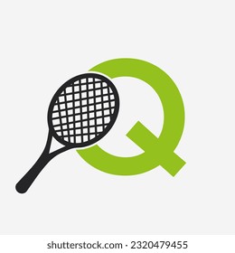 Letter Q Padel Tennis Logo. Padel Racket Logo Design. Beach Table Tennis Club Symbol