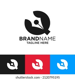Letter Q Pen Logo Design Template Inspiration, Vector Illustration.