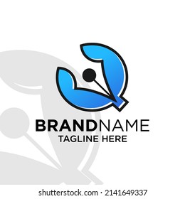 Letter Q Pen Logo Design Template Inspiration, Vector Illustration.