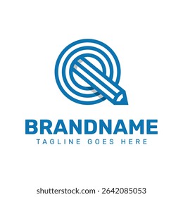 Letter Q Pencil Logo, symbolizing knowledge, creativity, and learning