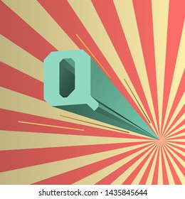 Letter Q in perspective, retro graphic design, isometric font