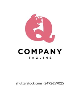 Letter Q Pig Head logo icon vecto