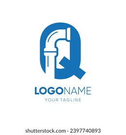 Letter Q Pipe Plumbing Industrial Logo Design Vector Icon Graphic Emblem Illustration