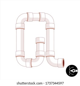 Letter Q pipeline cartoon vector alphabet.