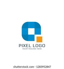 Letter Q Pixel Logo Design Template. Alphabet Pixel Motion Logo.