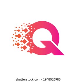 Letter Q pixel Logo Design Element