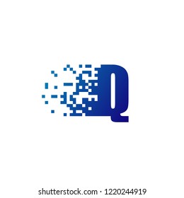 Letter Q Pixel Logo, Fast Moving Q Logo