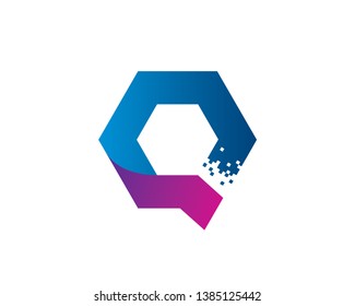 Letter Q Pixel Logo Template, Icon, Symbol - Vector