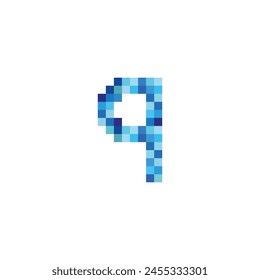 letter q pixels, blue simple vector logo symbol