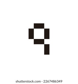 Letter, q pixels, geometric simple symbol logo vector