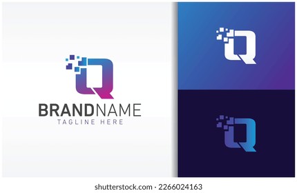 letter Q pixels logo vector