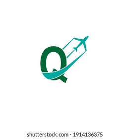 Letter Q with plane logo icon design vector illustration